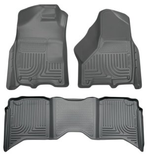 Ram 1500 Floor Liners - Front + Rear - Husky Liners - WeatherBeater Combo - Gray - 2012